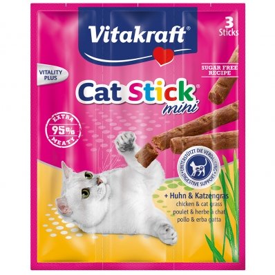Friandises pour chat Vitakraft Cat-Stick Mini au Poulet et à l'Herbe à chat