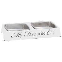 Gamelle double My Favourite Cat blanche