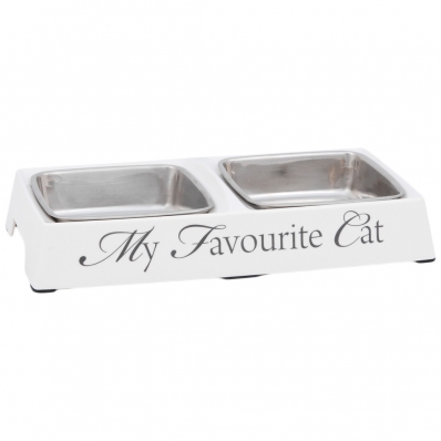 Gamelle double My Favourite Cat blanche