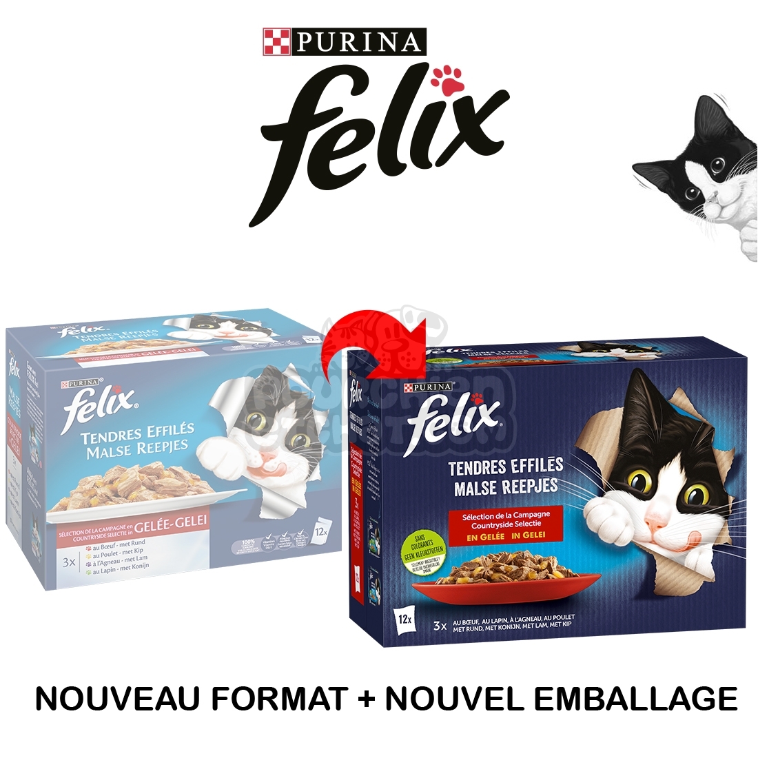 Purina Felix - Les tendres effilés - Gelée pour chat avec bœuf