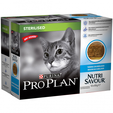 Sachets Repas PRO PLAN Nutrisavour Mousse Sterilised Cabillaud