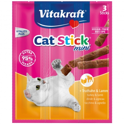 Friandises pour chat Vitakraft Cat-Stick Mini à la Dinde et à l'Agneau